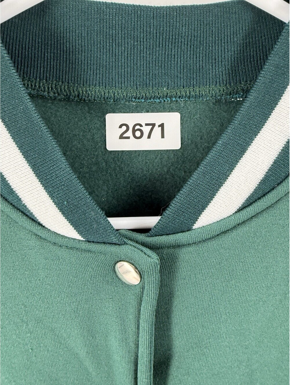New:  Letterman Varsity Jacket, Green And White Medium - Picture 2 of 8